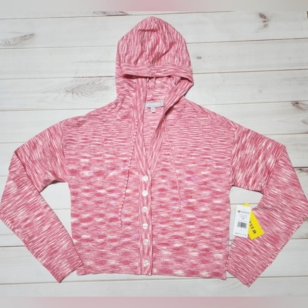 EleVen by Venus Williams Love Buzz Knit Hot Fuschia Cardigan Small New With Tags